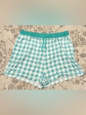 Little Sleepies Women’s Soft Pastel Blue Plaid Shorts Pajamas Size 3XL